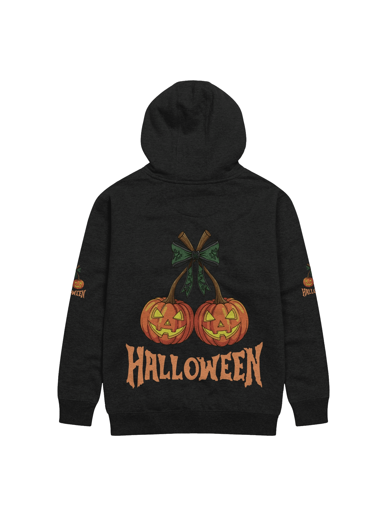 "Spooky Halloween Pumpkin Hoodie – Twin Jack-O’-Lantern Graphic Design" product image (19)