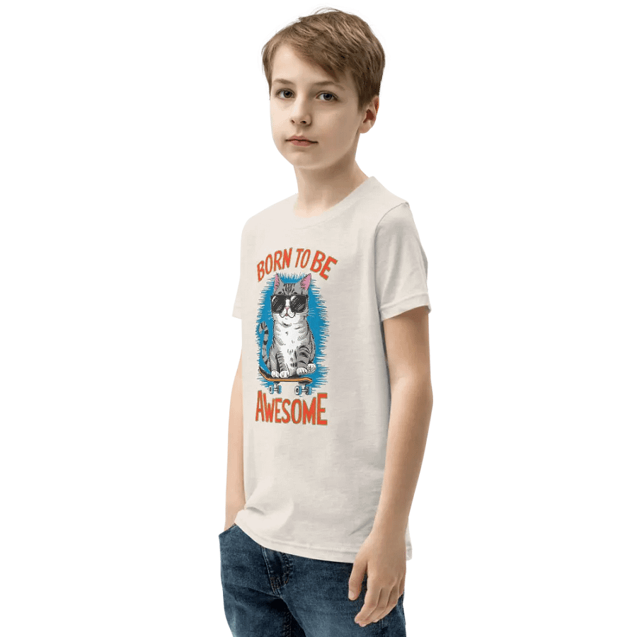 Cool Cat Skateboarder Youth T-Shirt For Kids product image (7)
