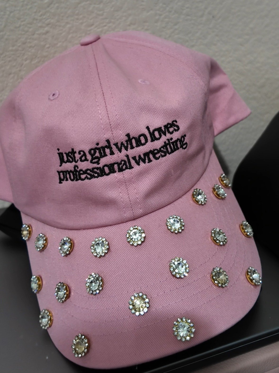 Just A (Wrestling) Girl Embroidered Rhinestoned Hat product image (1)