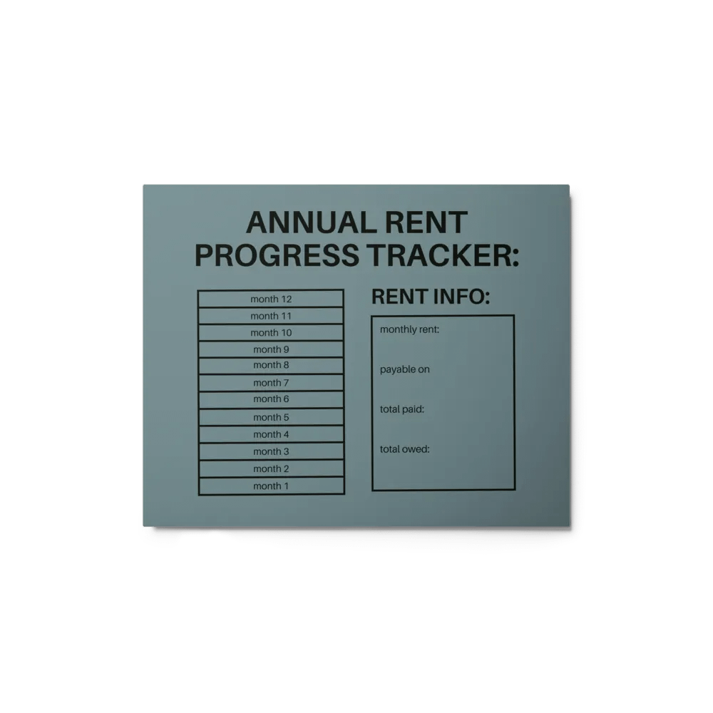 ANNUAL RENT TRACKER (black design 9) product image (1)