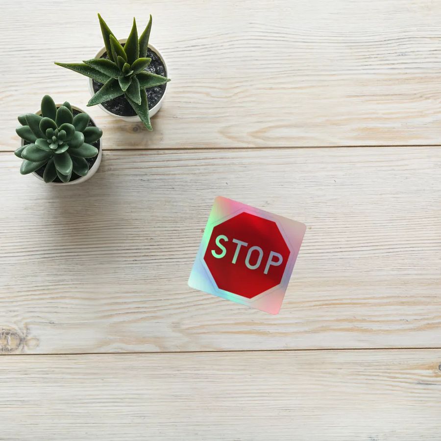 "STOP" Holographic Stop Sign Sticker product image (8)