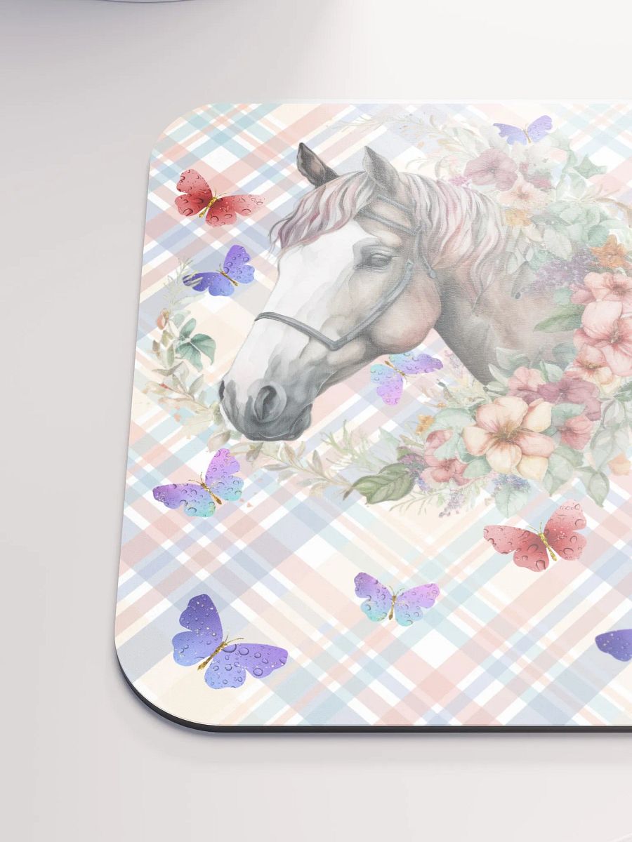 Two Beautiful Horses on a Plaid Background Mousepad product image (6)
