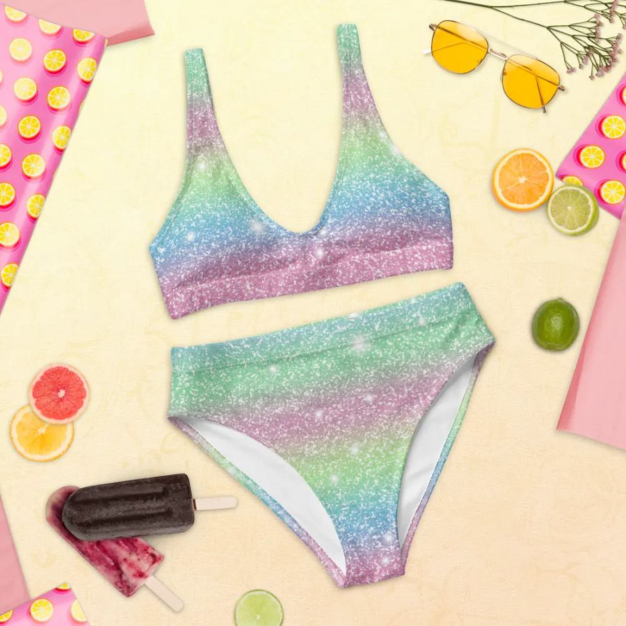 Glitter Unicorn Texture Design High Waisted Bikini (9) product image (12)