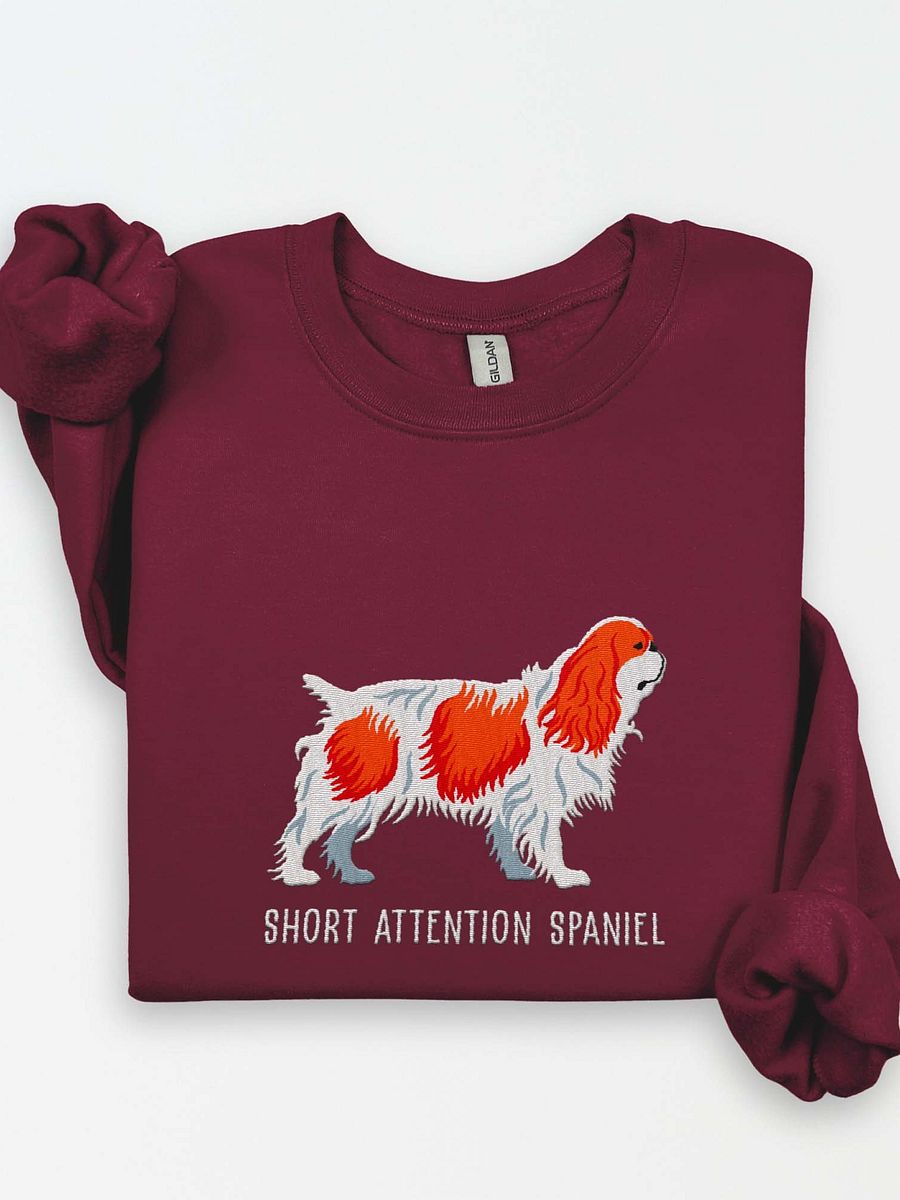 Short Attention Spaniel Sweatshirt (Embroidered) of an English Toy Spaniel(Blenheim) product image (1)
