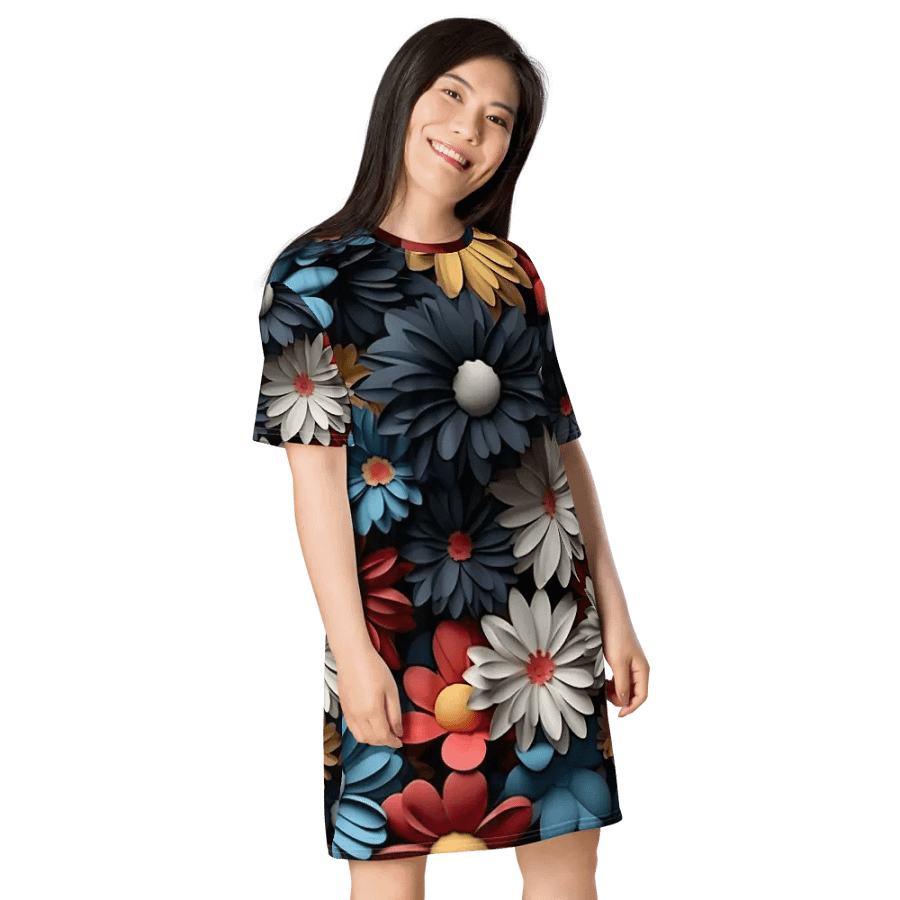 3D-Ditsy-Flowers-Seamless-Patterns T-shirt Dress - V1 product image (8)
