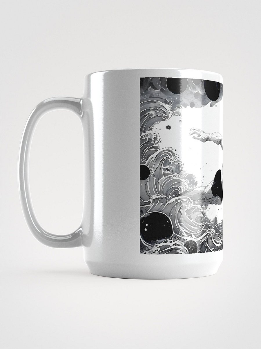 Monochrome Maritime Adventure: Black & White Waves Glossy Mug product image (6)