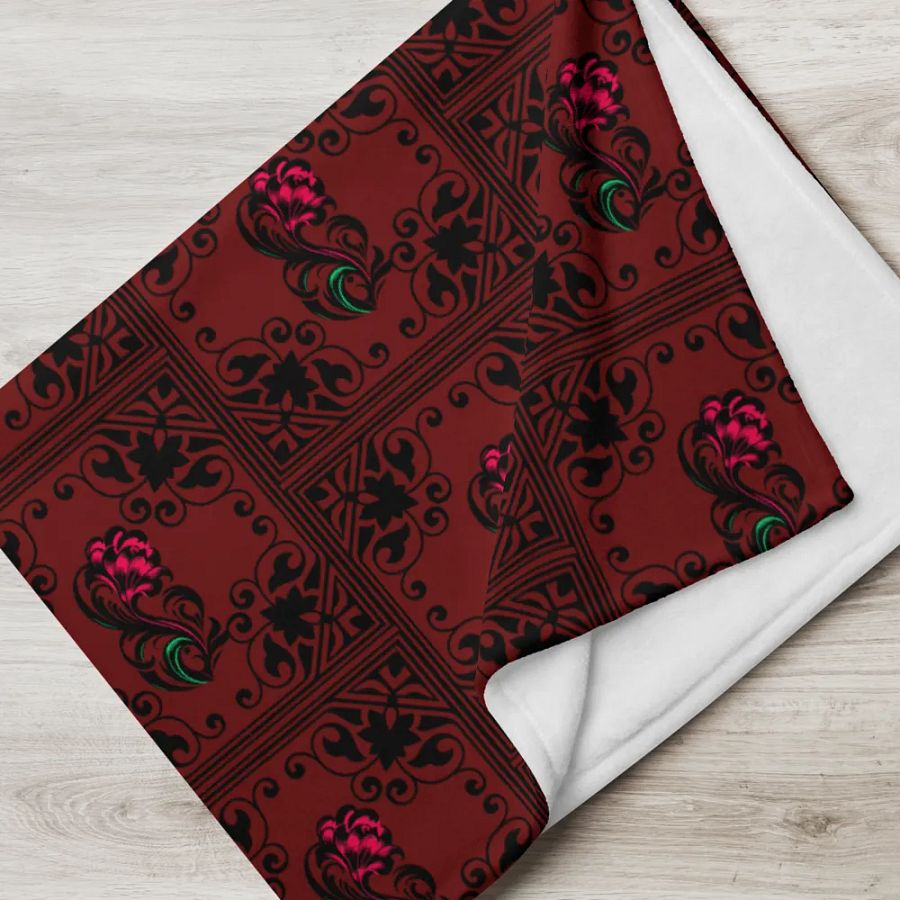 Crimson Paisley Fuzzy Throw Blanket product image (6)