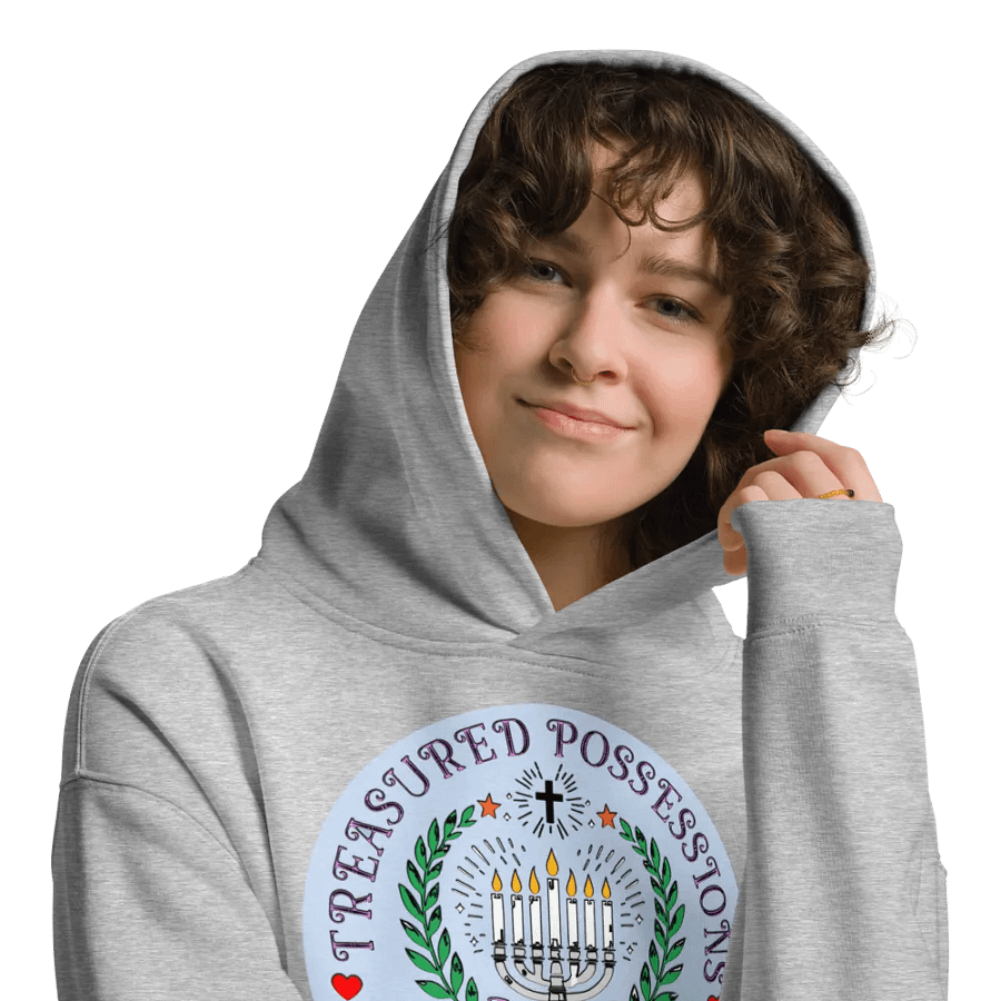 Exquisite Personalized Hoodie: Menorah & Cross Design product image (9)