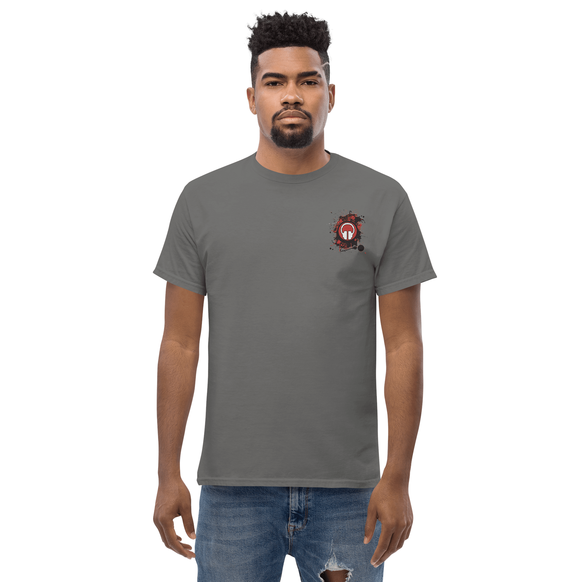 Paint Splat Headphones Embroidered Gildan Heavyweight T-Shirt product image (44)