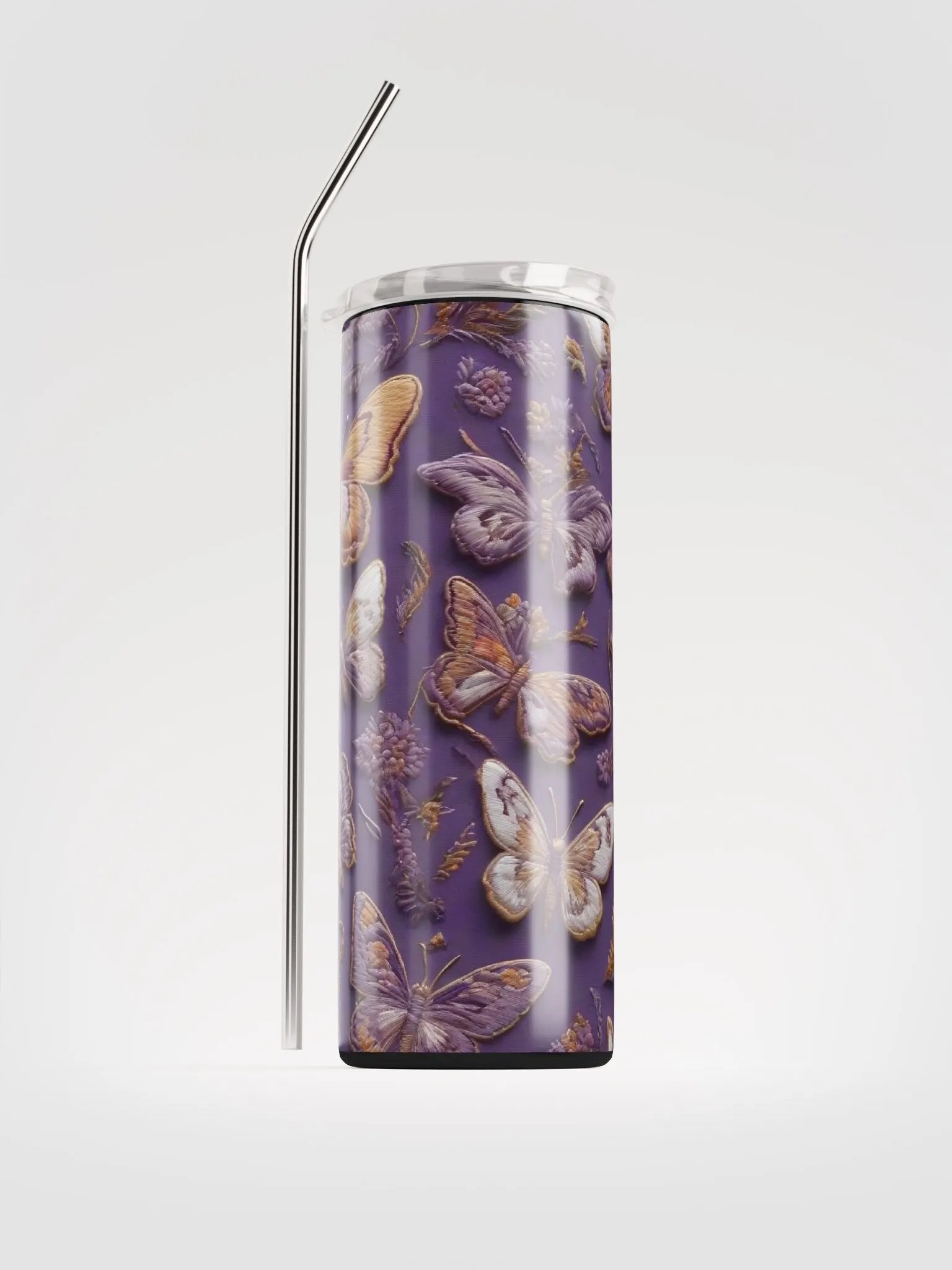 Embrace Elegance with Our Embroidered Purple Butterfly Stainless Steel Tumbler | Eco-Friendly Gift Idea product image (1)