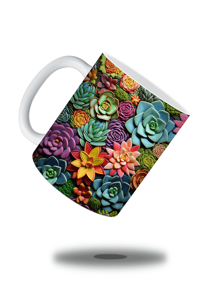 Succulent Garden 11oz Coffee Mug – Vibrant Succulent Plant Design Ceramic Cup – Perfect for Plant Lovers and Unique Gifts product image (2)