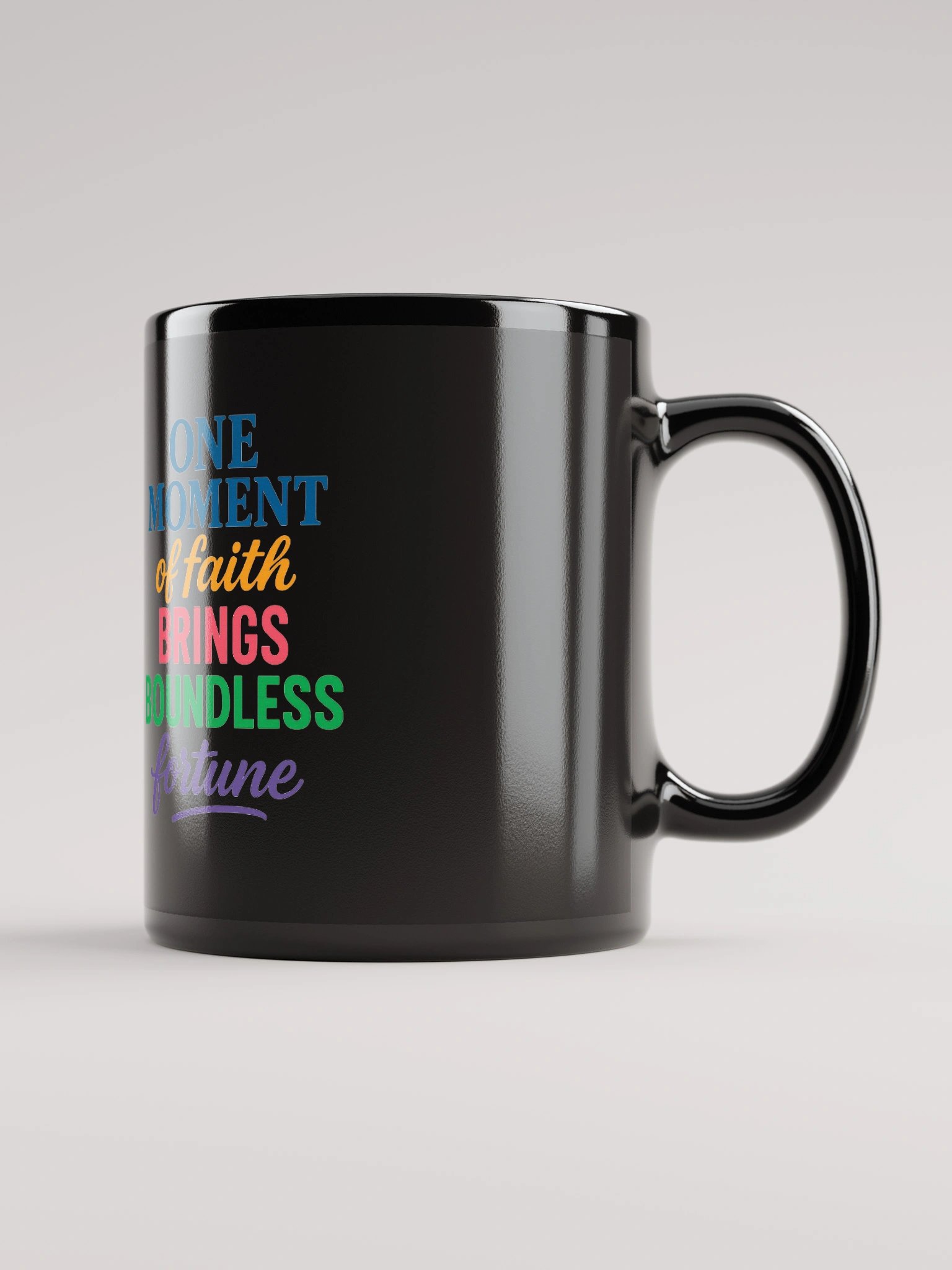 One Moment of Faith Mug – Nichiren Buddhism Inspirational Quote (Black Glossy, 11oz/15oz) product image (1)