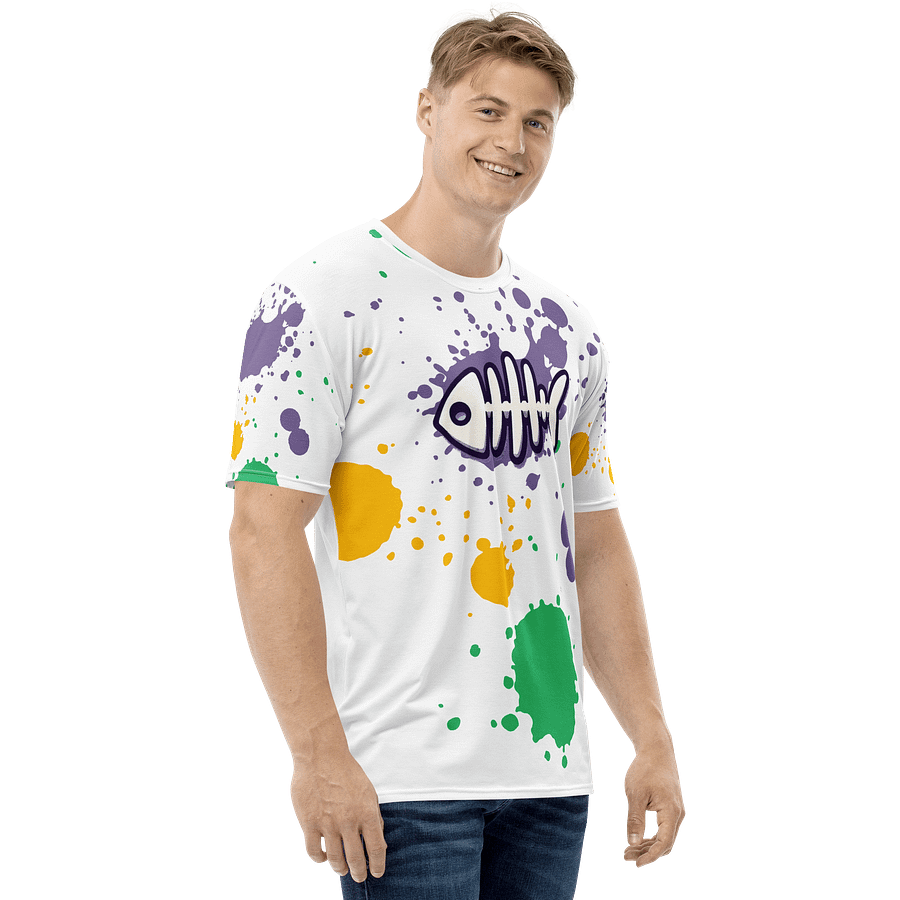 Bold Fishbone Graphic on Paint-Splash Streetwear Tee product image (4)