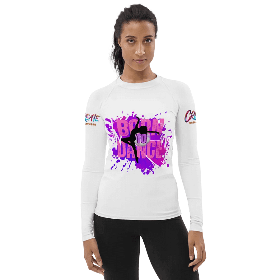 Born to Dance Her Silhouette Vibrant Splatter Rash Guard product image (4)