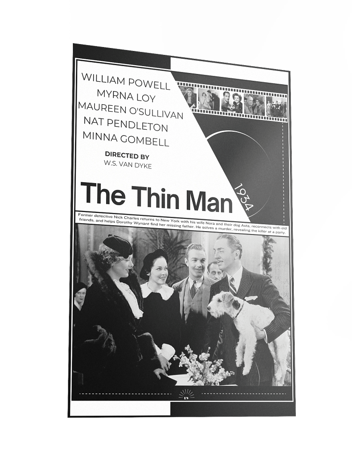 The Thin Man with William Powell and Myrna Loy 1934 | Movie Poster | 12x18 Wall Art product image (2)