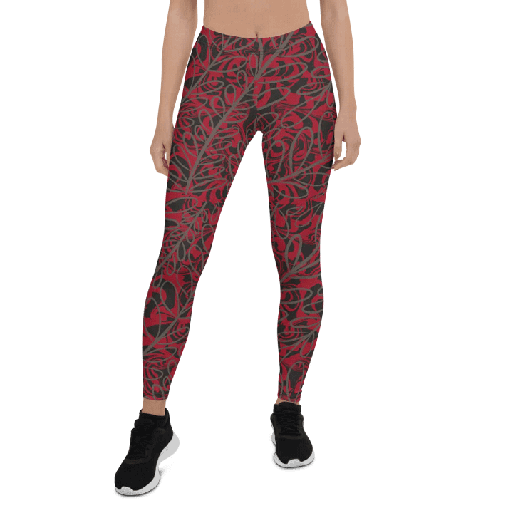 Ladies comfortable leggings in funky arty red product image (1)