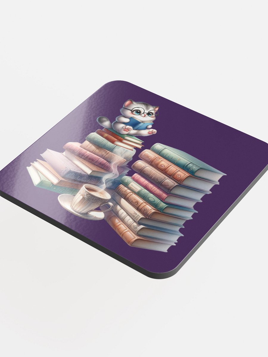 Whiskered Reader Cork Coaster product image (4)