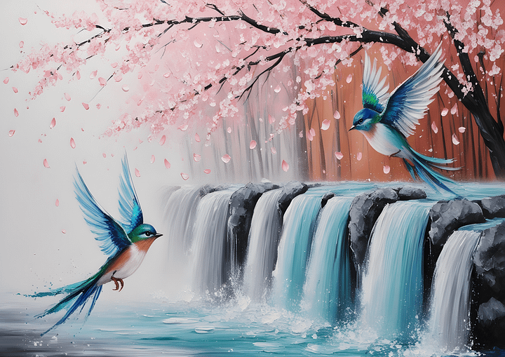 Bird at waterfall Digital Art product image (1)