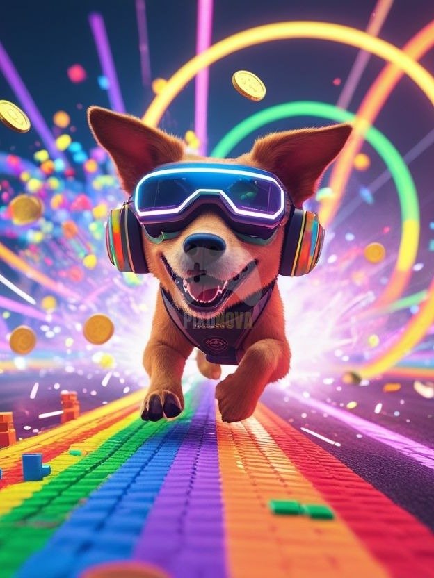 Pixel Party Parade – Track 8: Rainbow Run Riot (Dog Mascot Edition) | 1472x832 px | 4 Variations | PNG + PDF product image (4)