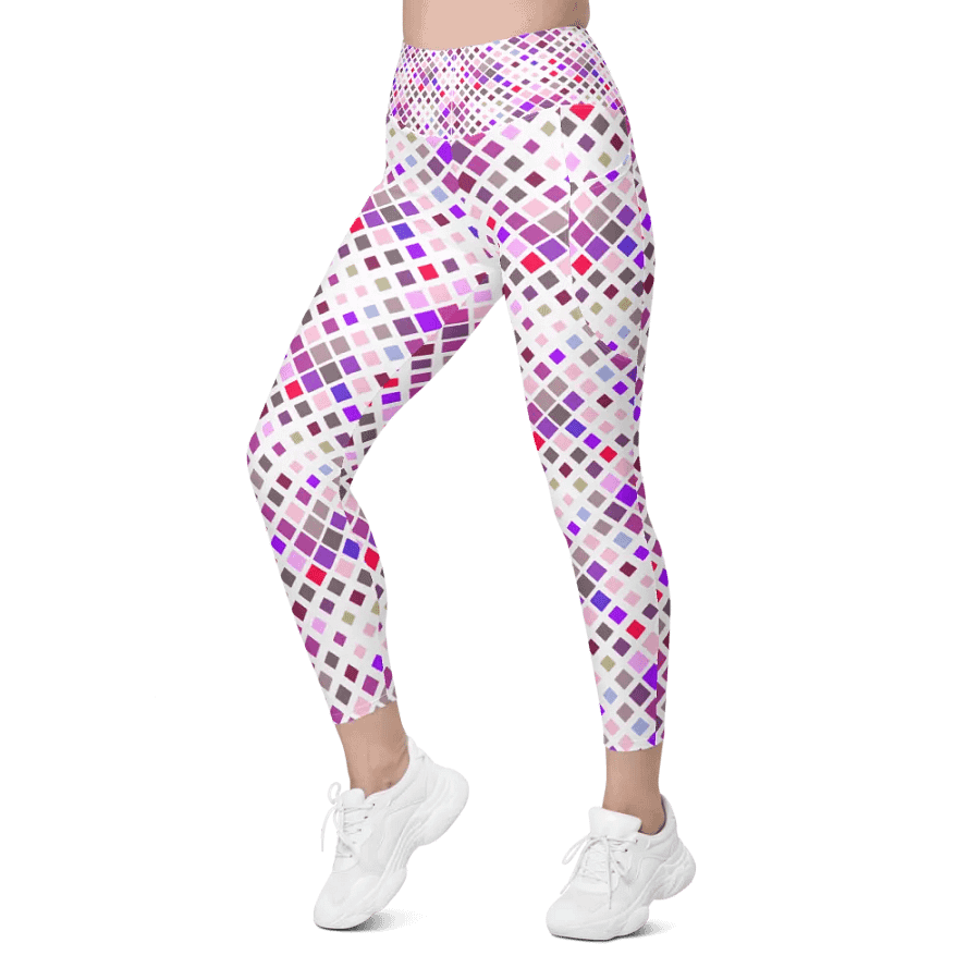 Colorful Square Pattern Design Leggings with Pocket - v11 product image (8)