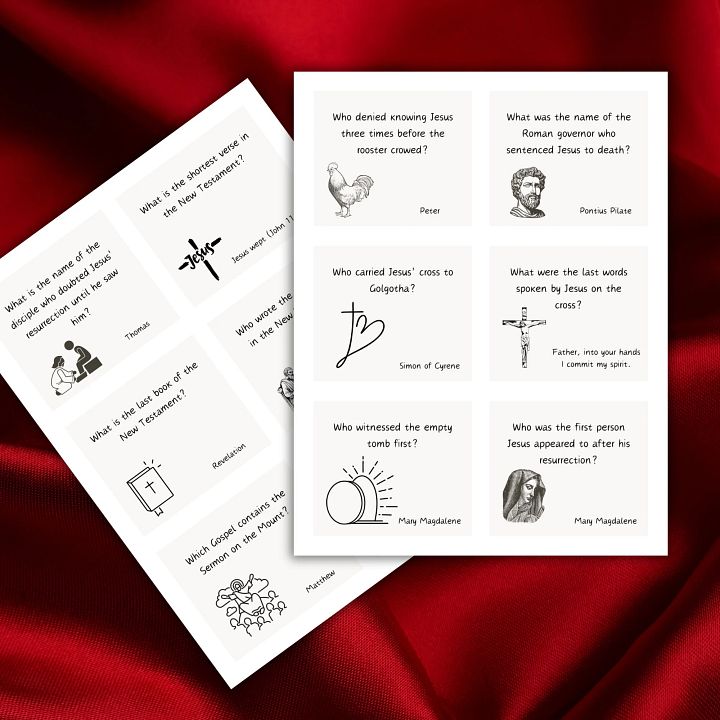 Bible trivia printable cards, New testament bible trivia game, Church Bible Games, Christian Games product image (2)