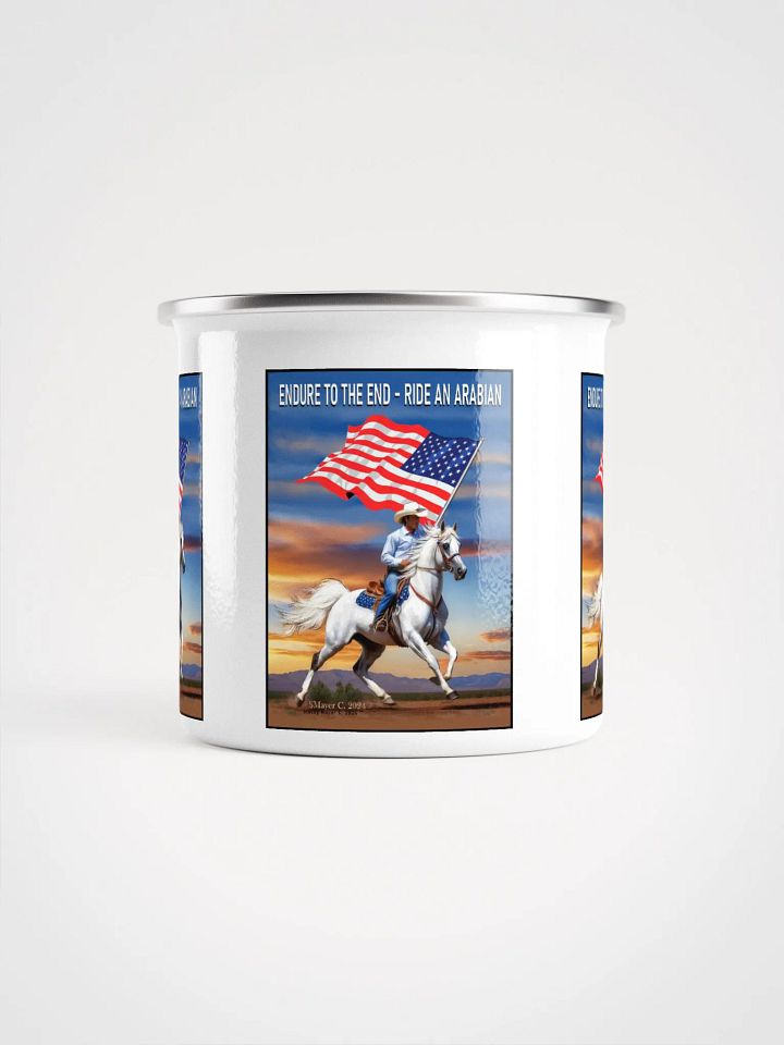Galloping Patriot White Horse Enamel Mug product image (2)