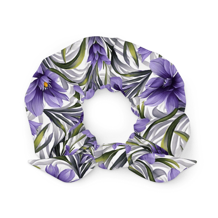 Hair Scrunchie - Purple Floral Pattern on White Background product image (1)