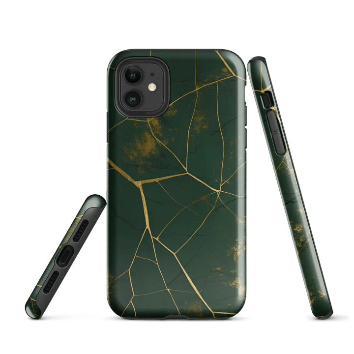 Green & Gold Kintsugi Tough iPhone Case product image (1)