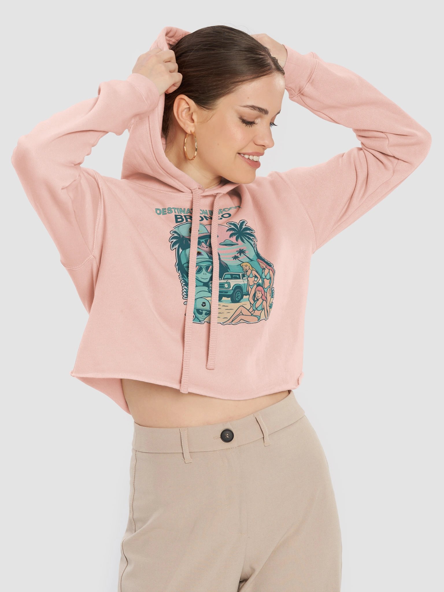 Destination Bigfoot Bronco Legends Of Sunset Best Friend's Bella+Canvas Fleece Women's Crop Hoodie (Multiple Colors Available) product image (20)
