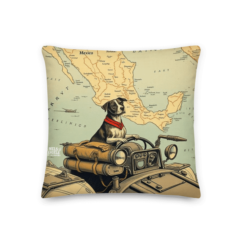 Rebel Co-Pilot Mexico Map Throw Pillow | Retro Dog Travel Decor | Square & Lumbar Cushion product image (10)