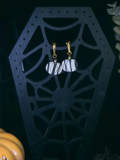 Black & White Pumpkin Dangles product image (1)