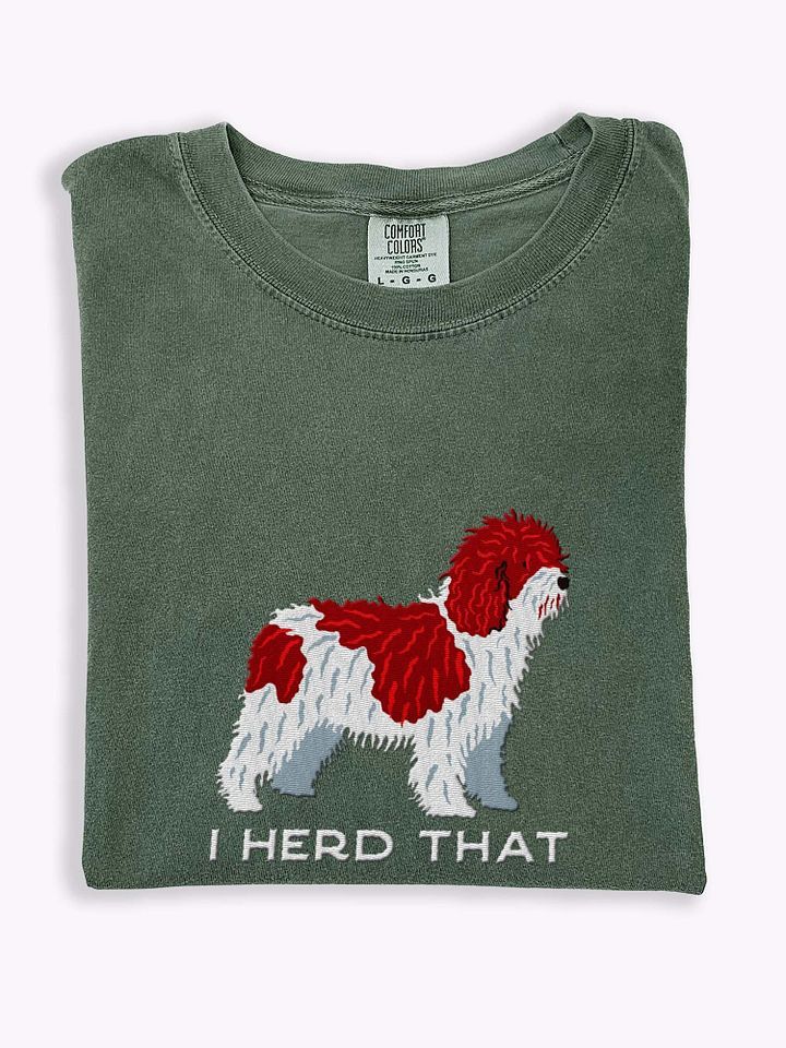 I Herd That T-Shirt(Embroidered) of a Spanish Water Dog(Chocolate & White) product image (1)