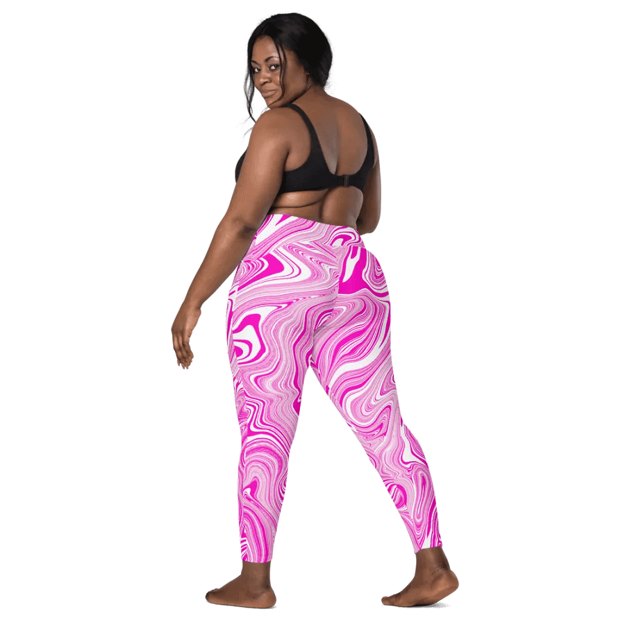 Leggings with Pockets - Pink and White Liquid Swirls product image (8)