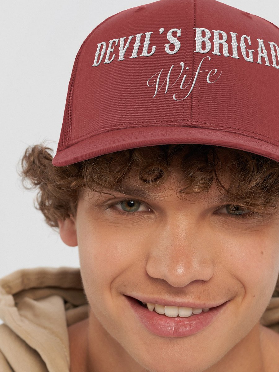 Devil's Brigade Trucker Hat, Text & Image Front, Wife product image (29)