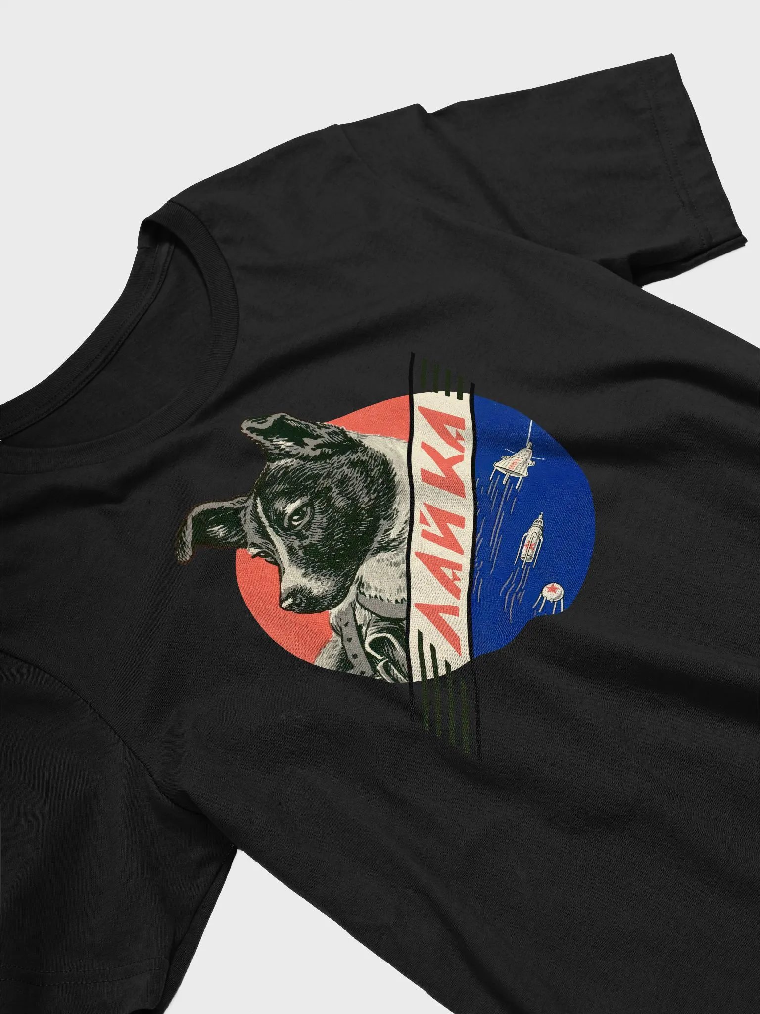 Laika, First space dog, Soviet vintage space — Unisex t-shirt, space t-shirt product image (8)