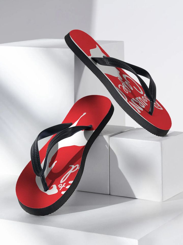 BOURNE to Flip Flop™ | Cape Cod Vibes for Your Soles | Logo Spread Sandals | White Logo on Lobster Red product image (2)