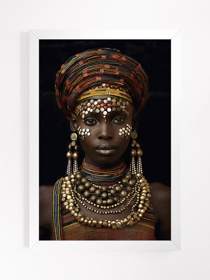 African Woman in Traditional Head Dress, Multi-Colored Jewelry Poster Print, Framed product image (10)