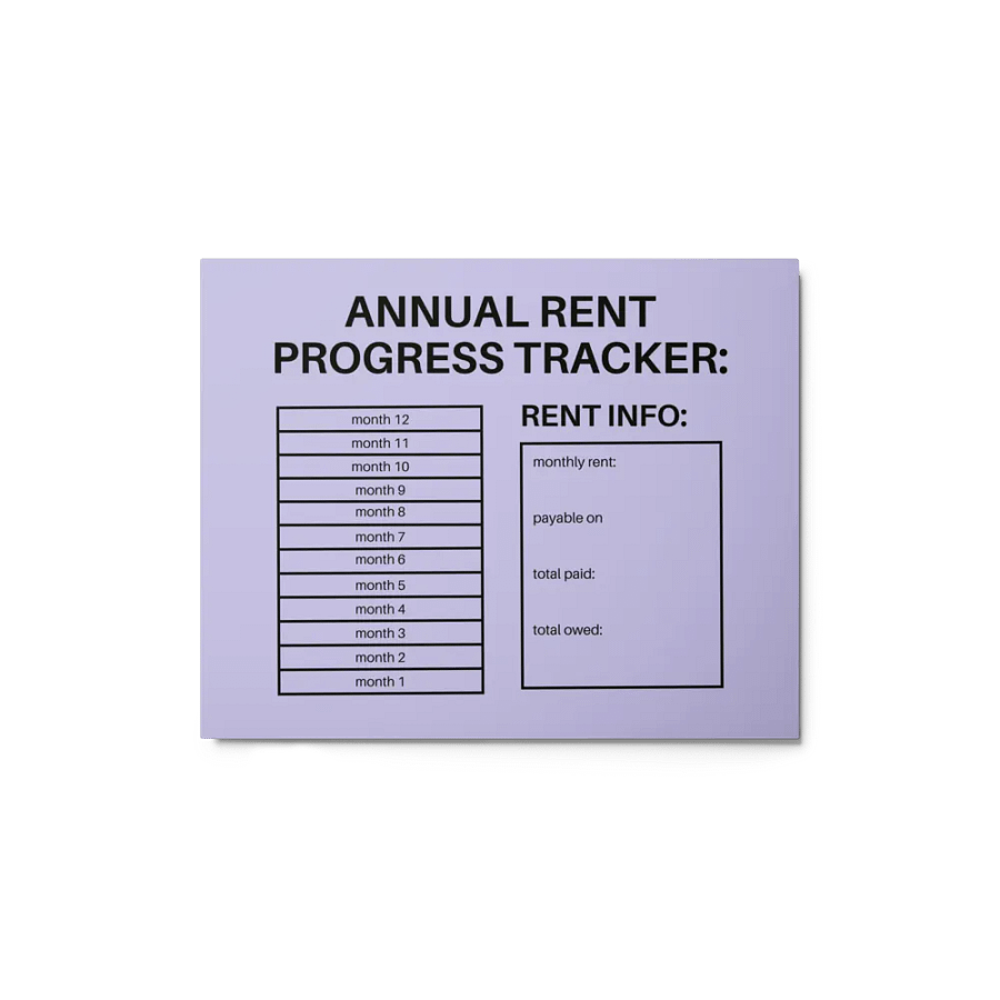 ANNUAL RENT TRACKER (black design 6) product image (1)