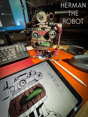 Working on the design for “HERMAN THE ROBOT” merchandise today, perfect for a dark & damp Sunday afternoon. #imakeartystuff #...