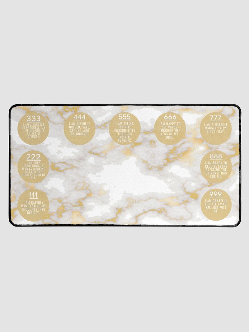 White Marbled Manifestation Desk Mat - Inspiring Affirmations & Angel Numbers
