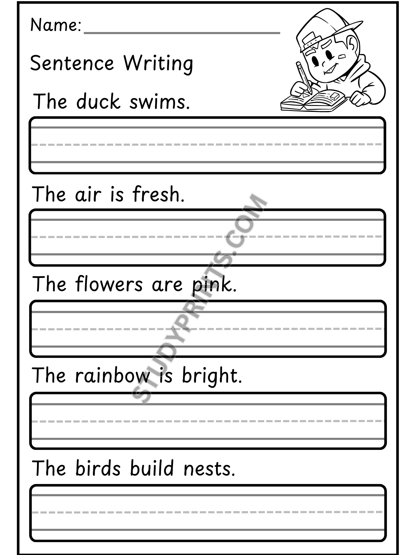Sentence Writing Practice Worksheets for Kids | 23-Page Printable PDF product image (2)