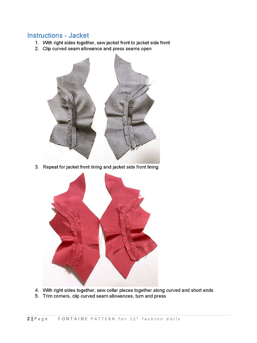Fontaine sewing pattern for 12" fashion dolls product image (3)