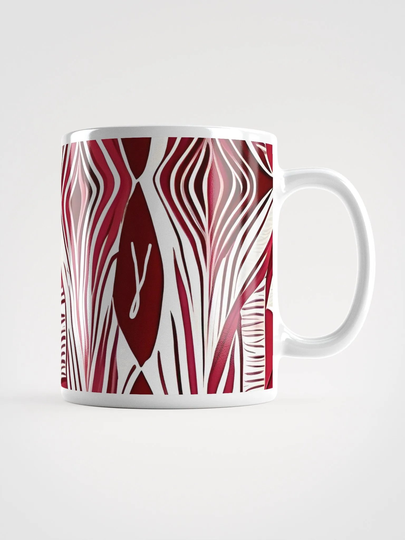 Burgundy & White Abstract Art White Glossy Mug product image (5)