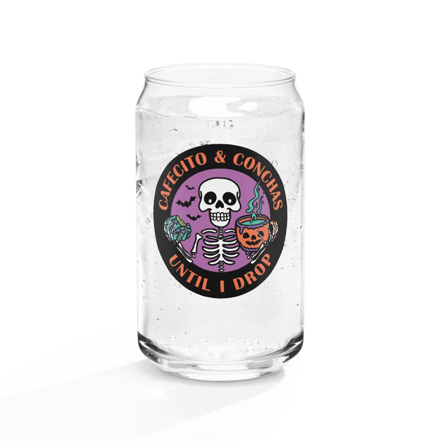 Cafecito and Conchas Halloween Skeleton 16oz Can-Shaped Drinking Glass product image (12)