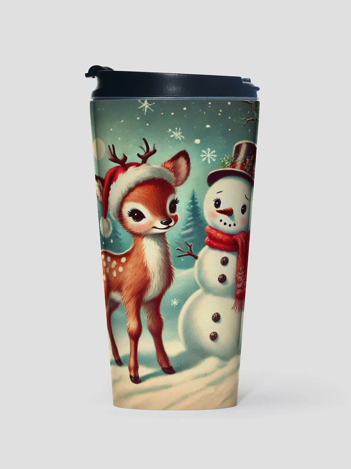Christmas Reindeer and Snowman Stainless Steel Travel Mug product image (1)