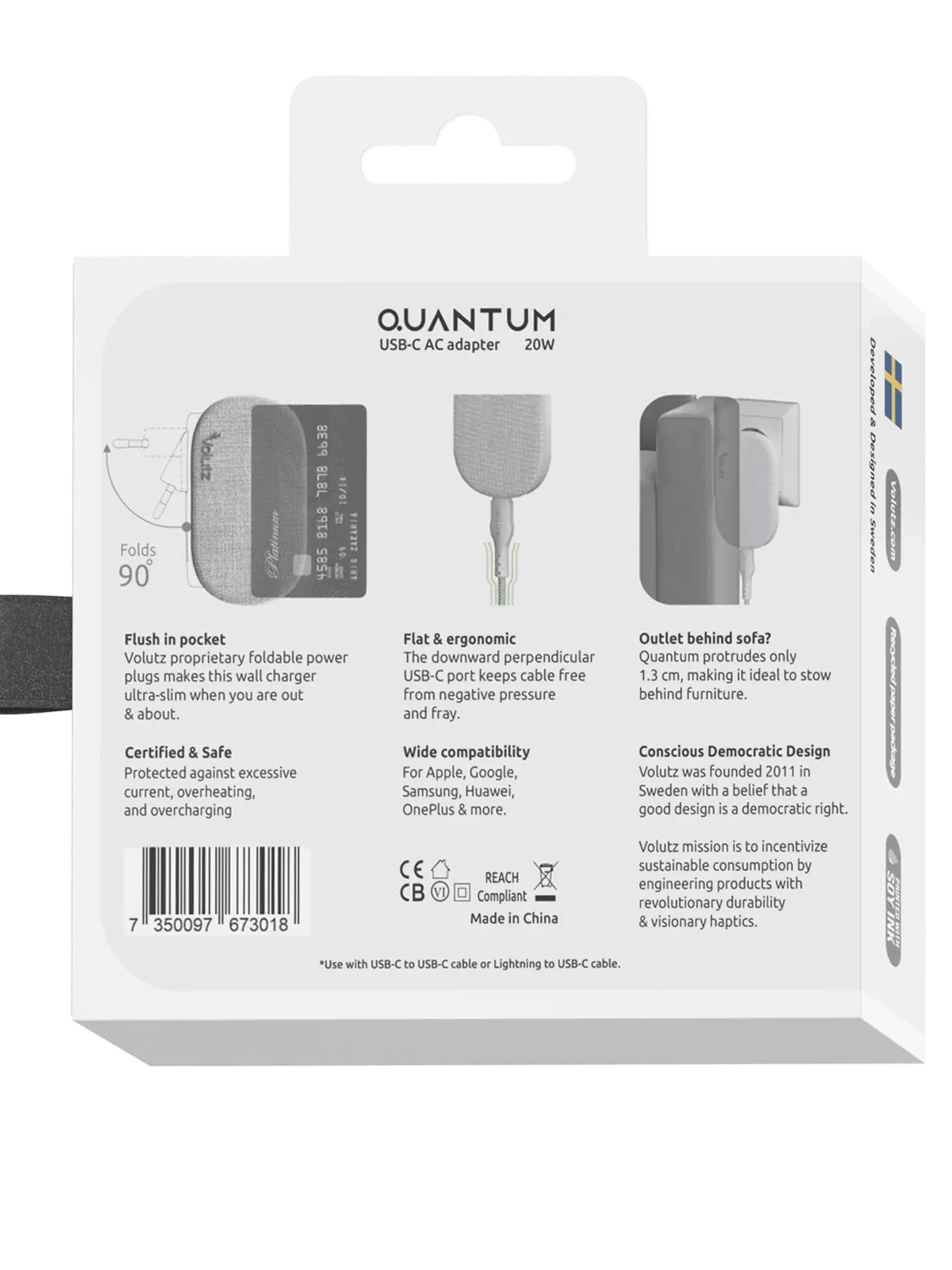 Quantum I 20W Ultra-flat USB-C Wall Charger, Snow-White product image (6)