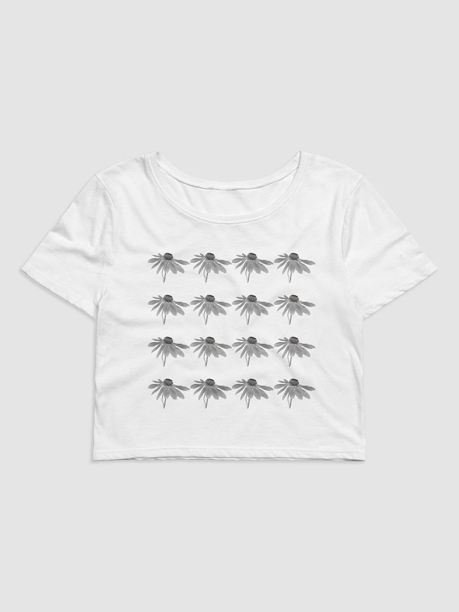 Abstract Repeating Grey Cone Flower Women's Cropped T Shirt product image (3)