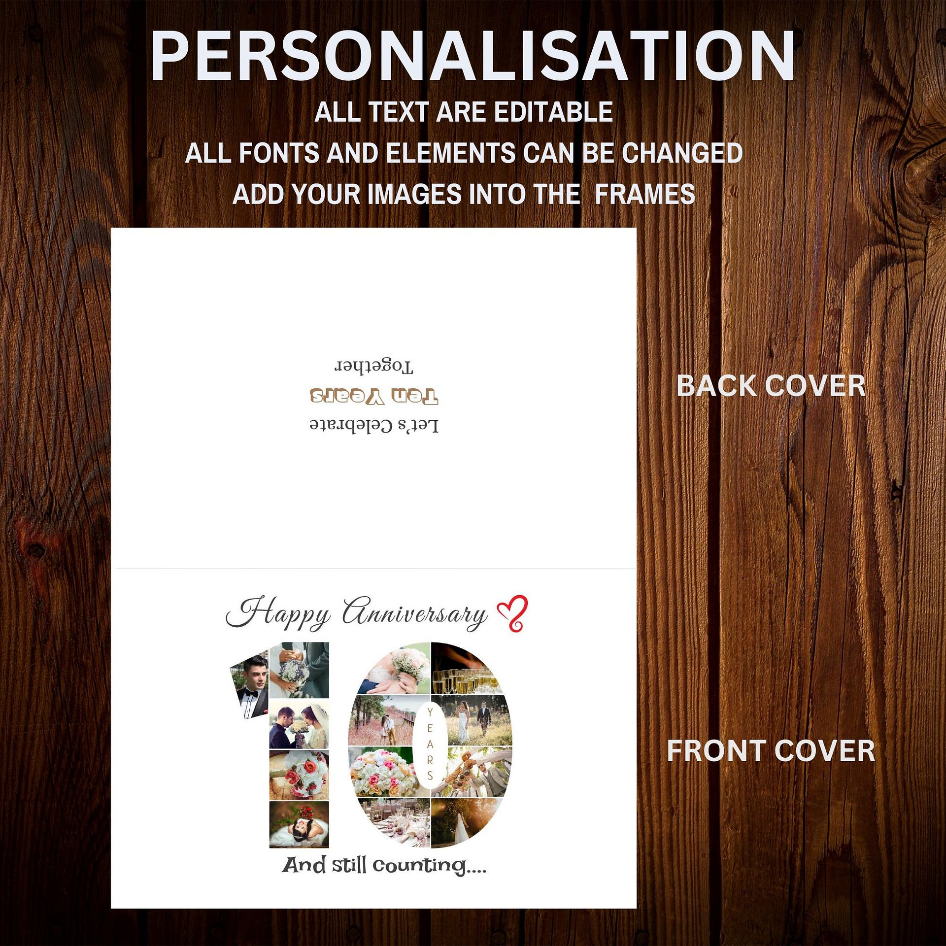 10 Year Anniversary Photo Card Editable Canva Template product image (5)