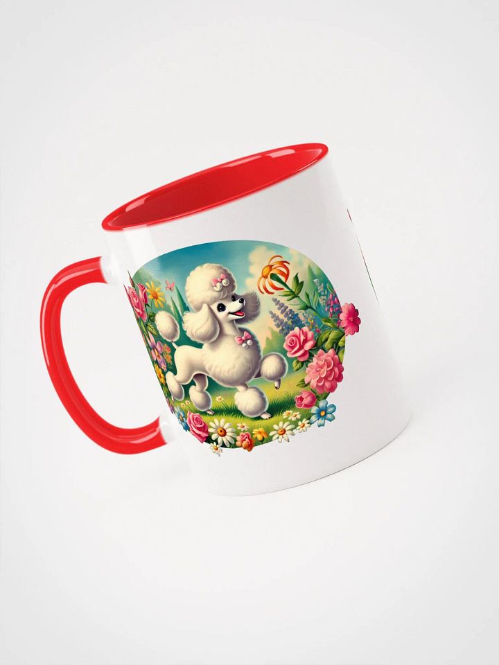Happy Poodle in Flower Garden Colorful Ceramic Mug product image (56)