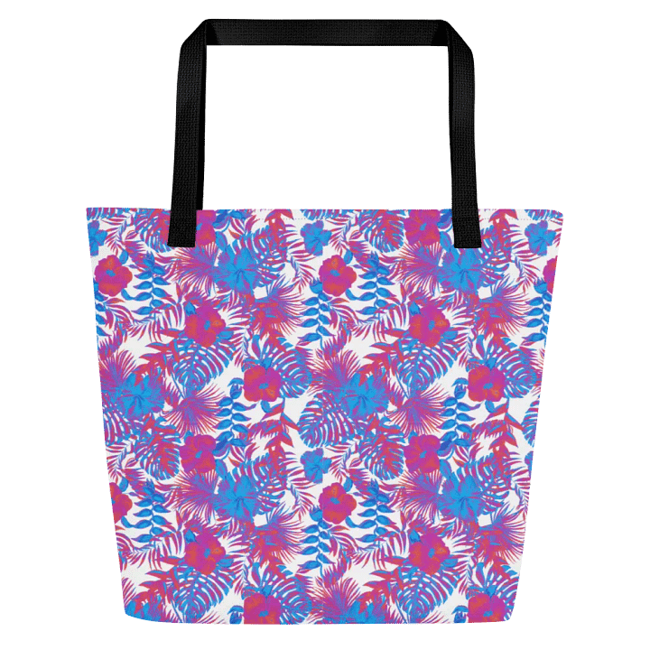 Big printed tote bag with beachy tropical vibe. product image (2)
